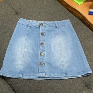 Denim Button-Front Mini Skirt